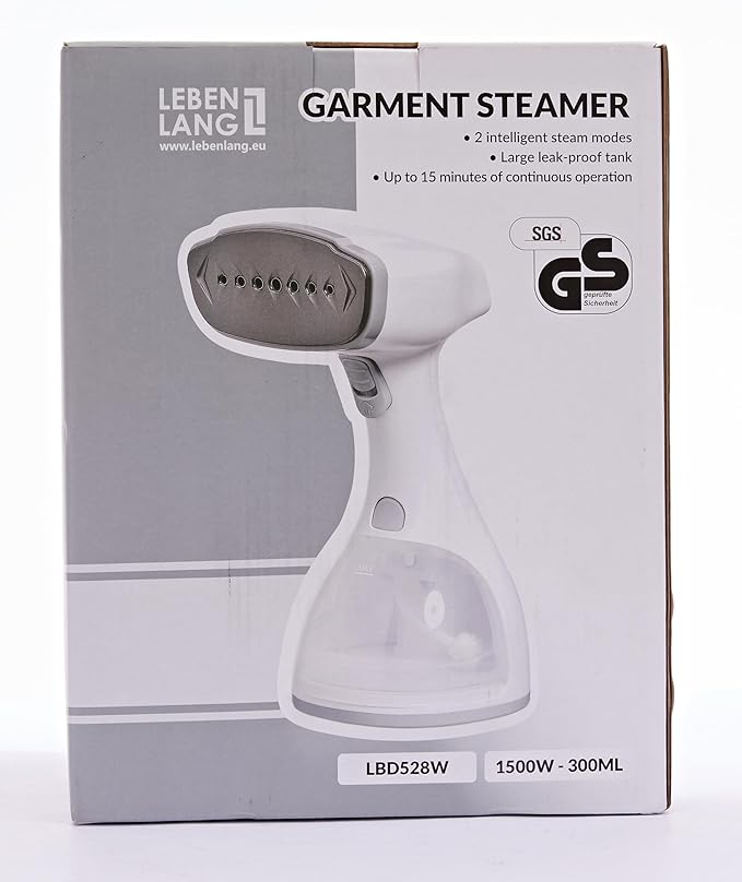 Portable steamer for clothes - 1500W & 10 oz incl. ironing glove & attachments I Clothing steamer handheld I Travel garment steamers Plancha a vapor para ropa Planchas de vaporizador Fabric