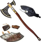 Kraatos War Axe Viking Battle Axe, Replica Ax - Handmade Forged Stainless Steel Axe Prop Tool with Viking Axe Hatchet, Solid Wood Handle Skarde, Seax Men's Gift