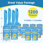 Swihauk 1200 Sheets Extra Sticky Lint Rollers for Pet Hair, Easy Spiral Tear Lint Roller for Clothes with Ergonomic Handle, Multipurpose Lint Remover for Furniture, Carpet, Car Seat