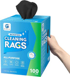 GLIMGLINT Microfiber Cleaning Cloth, 100 Pack Shop Towels, Lint-Free, Ultra Absorbent Reusable or Disposable Microfiber Cloths for Kitchen, Car, Cleaning Rags, 11" x 9", Black