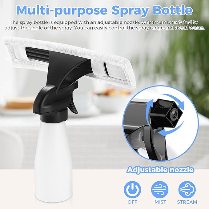 Cordless Window Vacuum Cleaner, Window Cleaner Squeegee Tool Set, Electric Windown Spray Cleaning Tool with 10 inch Squeegee Blade for Showers,Mirrors,Glass,Countertops,and Tiles, 2200mAh