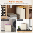 Lifewit Toilet Paper Storage Holder for 12 to 16 Rolls, Free Standing Toilet Paper Basket Stand with Bamboo Lid, Collapsible Fabric Bathroom Organizer Box for Mega Rolls, 30L, Extra Large, White