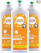 Liquid Dish Soap – EcoGarantie Certified, 100% Plant-Based Formula, Made with Organic Ingredients, Scented with Organic Orange Essential Oil – 24.6 fl oz (730 mL), Pack of 3