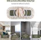 Eyliden Dust Mop with Reusable Washable Pads - One Touch Replacement, Height Adjustable Handle, Total 2 Mop Cloths, Wet Dry Mops for Floor Cleaning, Hardwood, Laminate, Tile Floor Push Dust Broom