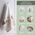 Maison d' Hermine Kitchen Towels Set of 3 100% Cotton 27.50" x 20" Reusable Cloth Tea Dish Towels Absorbent with Hanging Loop for Kitchen, Home, Dining, Cocktail Parties (Deer in The Woods)