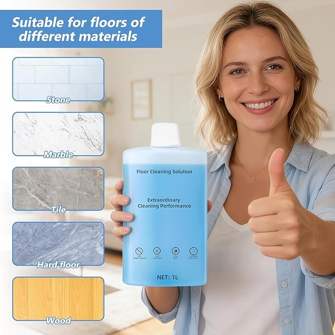Cleaner Solution for Roborock Cleaning Solution Residue & Streak Free, Compatible with Roborock Robot Vacuum with Mopping and Wet & Dry Floor Cleaner Solution Pet Safe for Hardwood 1L, 33.8 Fl. OZ