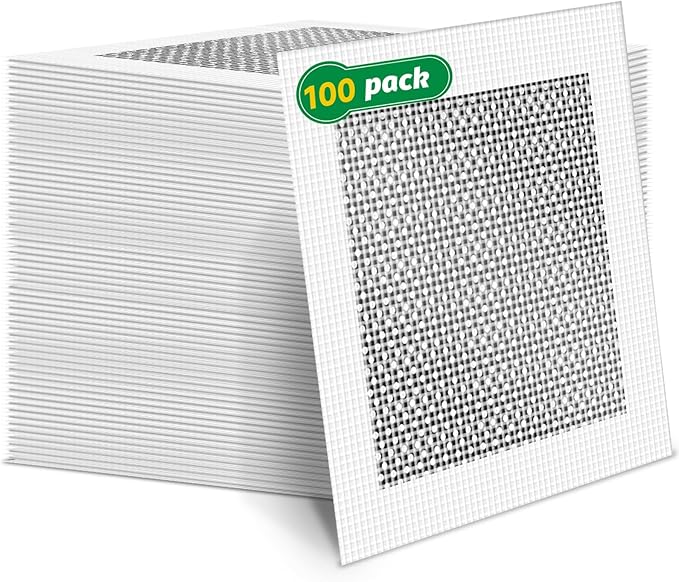 100Pcs 6 Inch Drywall Patch, Wall Repair Patches, Self-Adhesive Fiberglass Repair Kit Dry Wall Hole Repair Patch for Aluminum Metal Sheetrock Ceiling (6"x 6")