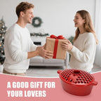 G GOOD GAIN Wood Stove Steamer - Cast Iron Stove Humidifier with Large Opening Top | Oval Bowl Fire Place Pot for Home Heating Decorative | Matte Finish & 2.7 Quart, Red