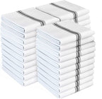 Zeppoli Classic Kitchen Towels - 30 Pack 100% Natural Cotton Towel Set, Reusable Wash Cloths, Absorbent Dish Towels, Machine Washable Hand Towels, Kitchen Essentials, 14” by 25”, Black Striped
