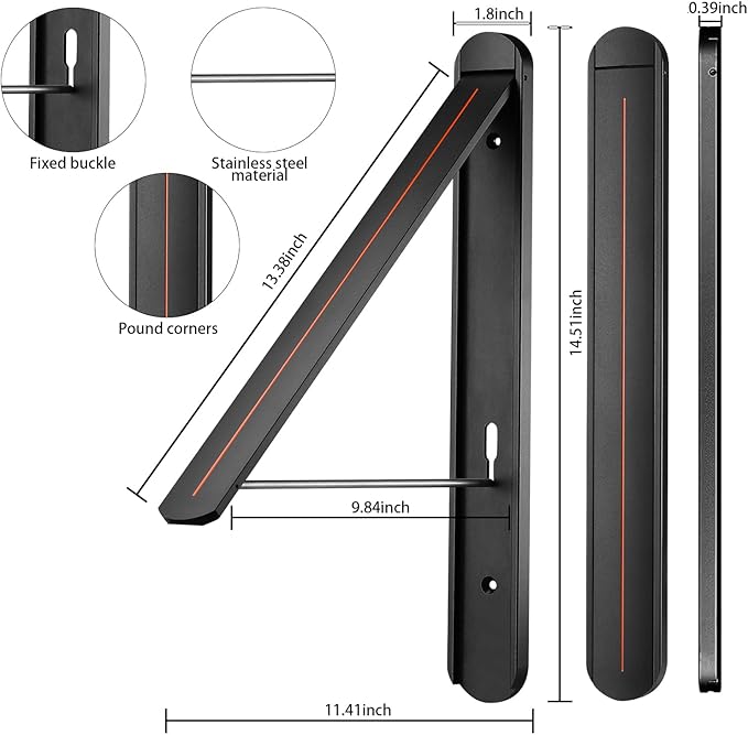 Clothes Drying Rack for Small Laundry Rooms, Clothes Drying Rack Folding Indoor, Wall Mounted Clothes Rack Foldable, (Aluminum, Black)