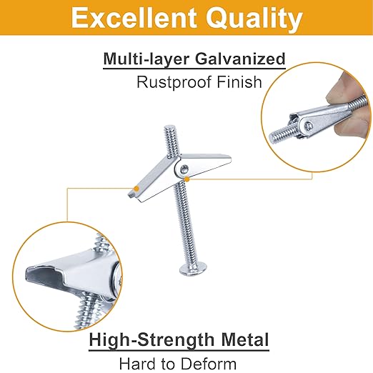 KURUI Heavy Duty Hollow Wall Anchors for Drywall Ceiling, Toggle Bolts and Wing Nut Kit, 28Pcs Metal Drywall Anchors and Screws Assortment Set, 3 Sizes Butterfly Anchors for Hanging 1/8, 3/16, 1/4