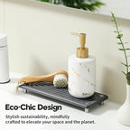 Water Absorbing Stone Sink Caddy Kitchen Sink Organizer Tray, Diatomite Bathroom Counter Tray, Faucet Drying Mat Coaster Soap Dish Rack Riser Dispenser Sponge Holder, Charcoal 10" x 4"