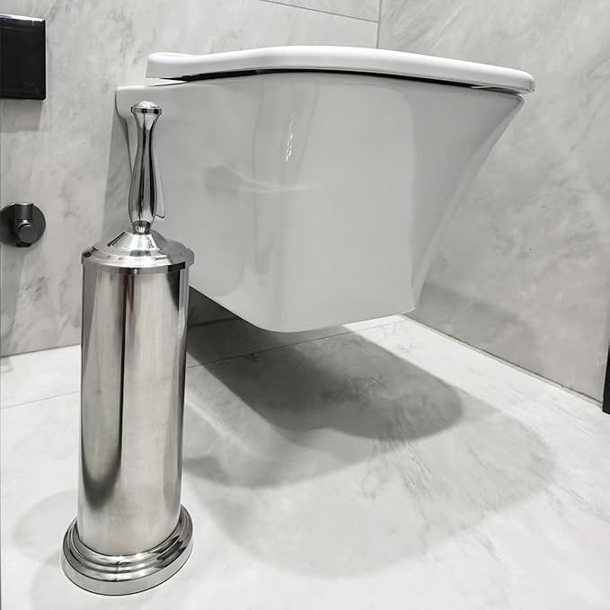 Brushed Nickel Toilet Bowl Brush with Holder, Durable Bathroom Cleaning Tool, Modern Design for Easy Toilet Maintenance, Bathroom Cleaner Brush for Efficient Cleaning and Hygiene