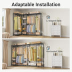 VIPEK V50 Extra Large Closet Rack Heavy Duty Garment Rack Freestanding Wardrobe with Shelves, Portable Metal Clothing Rack for Hanging Clothes, Adjustable Open Closet System, 1300 lb Capacity, Black