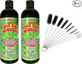 Green Piece® 2 bottles of the 16 oz Cleaner (Made in USA) with 5 piece glass cleaner and 10 piece glass tube cleaner (2 Glass Cleaners with 10 Nylon Tube Cleaners)