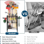 T1 Garden Tool Organizer（With Lockable Wheels）Heavy Duty Garage Tool Storage for Yard，Shed，Outdoor and Lawn，Freestanding Tool Organizers and Storage UP to 50 Tools，Black with Anti-Tip Device