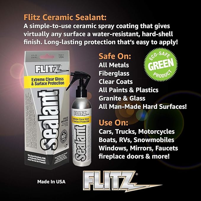 Flitz Ceramic Sealant - 8oz Bottle of USA-Made Ceramic Coating for Cars, Boats, Glass - Repels Water, Polishes, and Protects for 1 Year - Ceramic Car Spray (6 Pack)