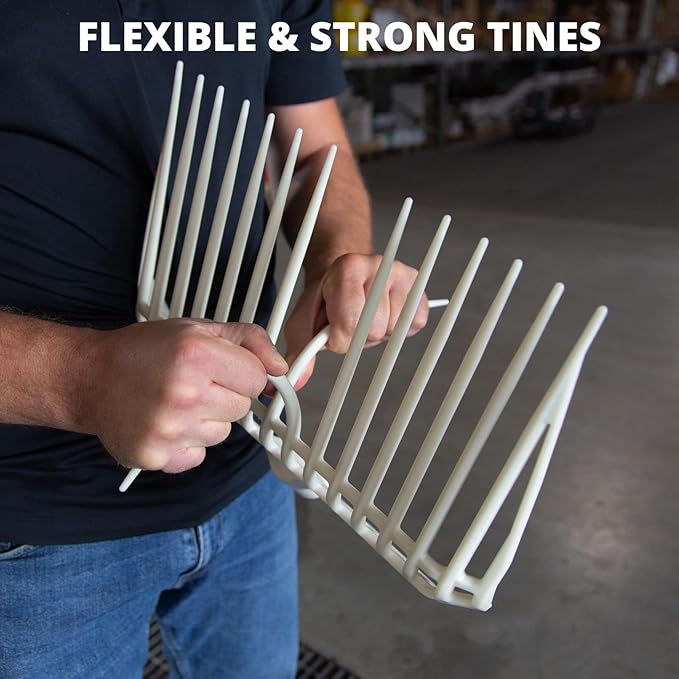 Pro Manure Fork Head Without Handle - Ultra Strong and Stable - Teeth Length: 7 3/4'' - Premium Pitchfork Replacement Head - White (2 Units)