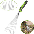 WORKPRO 16" Hand Rake, Heavy Duty Stainless Steel Garden Rake with Soft Handle, Small Garden Hand Tool for Gardening, Cultivating, Loosening Soil & Spreading Mulch, Flower Beds
