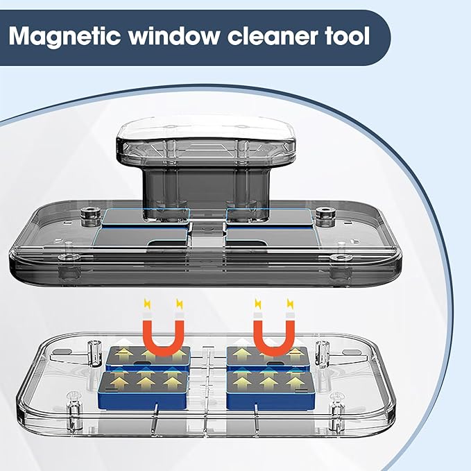 Magnetic Windshield Cleaning Tool, Magnetic Double-Sided Window Cleaner，Suitable for 3-5 Inch Thick Double-Layer Glass, High-Rise Window Cleaning Tool for Home/Car/Office