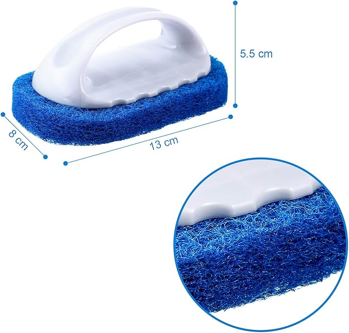 BBTO 4 Pack Teak Brush Cleaner with Handle Teak Cleaning Brush Cleaning Scrub Scouring Pads Scrubbers for Simple Easy Polishing Refinishing Clean up Boat Accessories