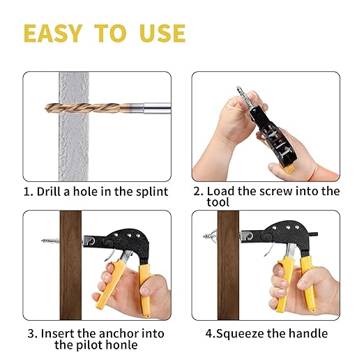 Hollow Wall Anchor Heavy Duty Zinc Plated Steel Bolt Hollow Drive Wall Anchor Screw Set for Drywall,Multiple Sizes Assortment Kit (5size52pcs)