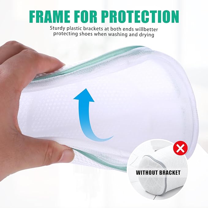 Kimmama Shoe Washing Machine Bag,Laundry Shoes Bags,Sneaker Wash Protector Sack,Sandwish Mesh,White,8x15"
