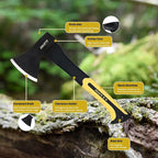 Small Camping Axe, Forged Steel Blade with Shock-Absorbing Handle, Outdoor Hatchet for Camping&Kitchen, Wood Chopping and Kindling