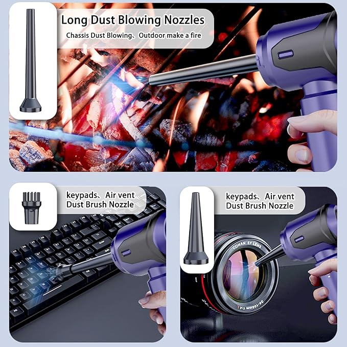 Car Vacuum Portable Cordless, 20000PA 120W 4 in 1 High Power Handheld Cordless Vacuum Cleaner & Air Duster,Air Blower,Multi-Nozzles,Brushless Motor 3-Speed Modes,for Car, Home, Pet,Office & Camping