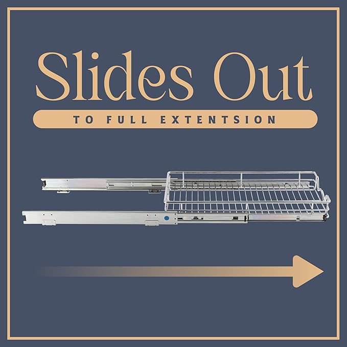 HOLD N' STORAGE Pull Out Cabinet Organizer, Heavy Duty-w/Lifetime Limited Warranty -11”W x 17”D-Requires At Least 12-1/4” Cabinet Opening, Steel Metal Cabinet Drawers Slide Out, Chrome Finish