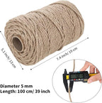 Natural Jute Rope 5mm x109 Yard 3 Strand, ZUEXT Handmade Jute Twine String,Burlap Hemp Rope for Artworks Gardening Bundling Camping DIY Crafting Knitting Plant Hanger Gift Wrapping Decor(100m)