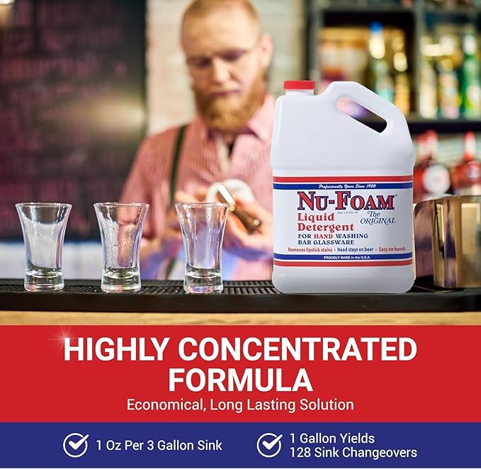 Low Low Suds Liquid Detergent for Bar Glassware - Original Streak-Free Solution - Hand Washing Bar, Tavern, Brewery Supplies - Concentrated (5 Gallon Pail)
