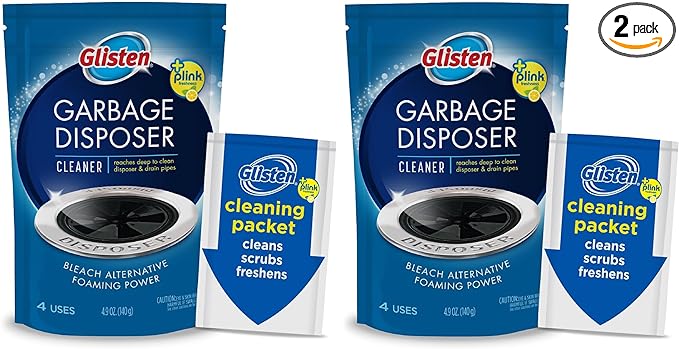 Glisten GLISTEN-DP06N-PB-2/PACK DP06N-PB Garbage Disposer Foaming Cleaner, Lemon Scent, 2-Pack (8 Uses), 2 Pack, Blue, 2 Count, 4.9 Ounce (Pack of 2), 9 Ounce
