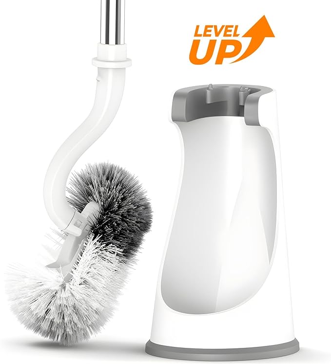 Lefree Toilet Brush and Holder Set, Bathroom Cleaner Brush Set, Curved Design, Non-Slip Handle Toilet Bowl Brush with Curved Bristle for Dead Corner Clean, RV Bathroom Accessories Toilet Scrubber
