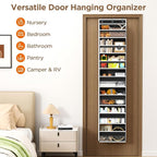 Over The Door Organizer, 7 Tier Door Hanging Organizers with 7 Large Pockets 12 Side Pockets, Behind Door Storage Hanging Shelves for Closet Bathroom Bedroom Nursery