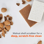 Full Circle Nutcase, Plant-Based Scrubber Sponges – Pack of 6 – 3 Walnut & 3 Coconut – Powerful Natural Sponges Made with Plants & Recycled Materials, Safe for Nonstick
