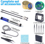 WEP 927-IV Soldering Station Kit High-Power 110W with 3 Preset Channels, Sleep Mode, LED Magnifier, 5 Extra Iron Tips, Tip Cleaner, 2 Helping Hands, Tip Storage Slots, Lead-free Solder Wire, Tweezers