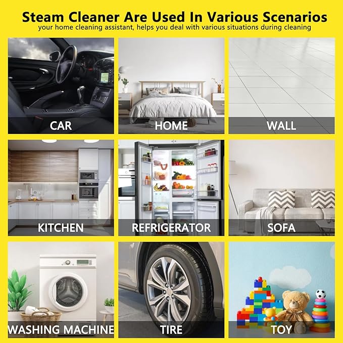 3 Level Adjustable Pressurized Handheld Steam Cleaner for Home, 10s Heat-Up Handheld Steamer for Cleaning, 1.6 Qt Tank Portable Steam Cleaner Handheld for Car,Grout,Tile,Couch,Floor
