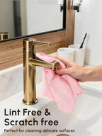 Microfiber Cleaning Cloths Roll, 225 Pack Tear Away Microfiber Towels Roll, 12" x 12" Lint Free Rags, Reusable Cleaning Cloths, Washable, Scratch Free,Ultra Absorbent Dish Rags(Pink)