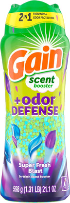 Gain Odor Defense In-wash Scent Booster, Super Fresh Blast scent, 21.1 OZ, 2 in 1 Freshness plus Odor Protection, laundry scent beads