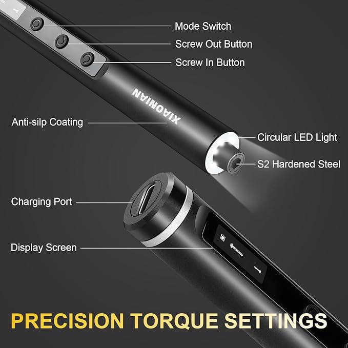 Electric Screwdriver Set,76 IN 1 Mini Electric Screwdriver Cordless Set with LED Display,5 Torque Settings Repair Tool Kit for Electronics Phone Camera Laptop Watch