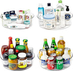 4 Pack Lazy Susan 11.5" Inch Turntable Organizer Organization Storage Container Bins Spice Rack Cabinet Rotating Condiment for Pantry Countertop Kitchen Vanity Bathroom Jewelry Holder Clear