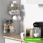 Magnetic Shelf for Fridge with Wood Lid, Fruit Potato and Onion Storage Bins, Pantry Organizers & Storage, Large Container Magnetic Spice Rack for Refrigerator, Kitchen Counter (Silver-gray, 2)