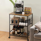 Rolling Kitchen Microwave Cart with Wheels, 3 Tier Microwave Storage Cart with Adjustable Shelves, Coffee Table, Utility Cart for Kitchen, Living Room, Office, Laundry Room