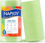 Napjoy Microfiber Cleaning Cloth Roll, 75PK Easy Tear Away Reusable Paper Towels, 12" x 12", Ultra Soft Micro Fiber Dish Cloths for Kitchen, Housekeeping, Window, Car, Garden, Bathroom, Green