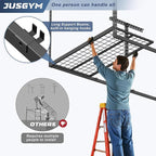 4X8FT Overhead Garage Storage Rack, 22"-48" Height Adjustable Garage Ceiling Storage Racks, Heavy Duty Metal Overhead Storage Organizer System, 600LBS Weight Capacity