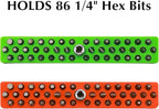 EMENTOL 2PCS 1/4" Magnetic Bits Holder Set - Orange and Green, 86PCS Hole, Bit Organizer with Strong Magnetic, Magnetic Bits Organizer, 2 Pieces