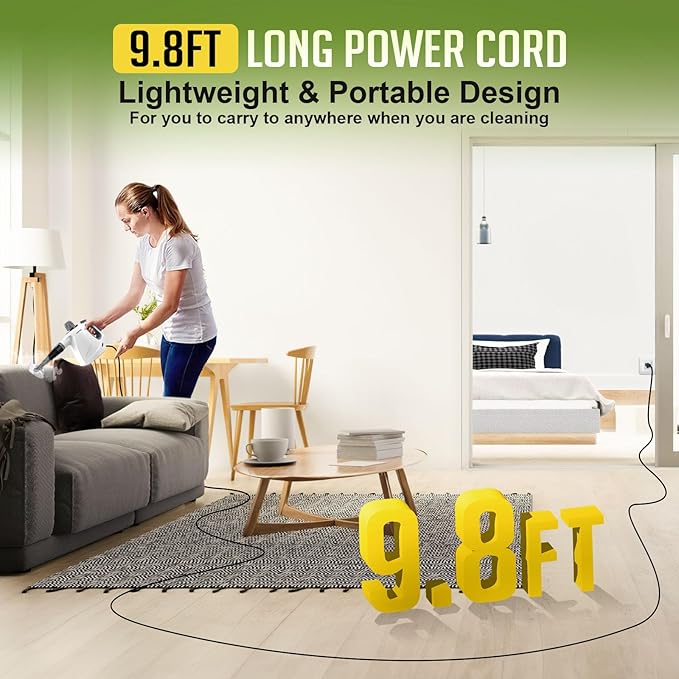 Multi-Surface Handheld Steam Cleaner with 11-Pieces Accessories, 15.2OZ All Natural Pressurized Steamer for Cleaning, Multipurpose Steam Cleaner for Home to Clean Floor, Grout, Tile, Grease and More