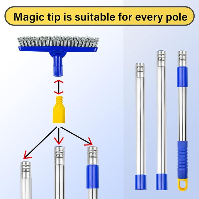 ITTAR Grout Brush with Long Adjustable Handle, Swivel Scrub Brush, V-Shape Grout Line Scrubber with Stiff Bristle for Deep Cleaning Tile Grout, Shower, Kitchen, Hard-to-Reach Corners