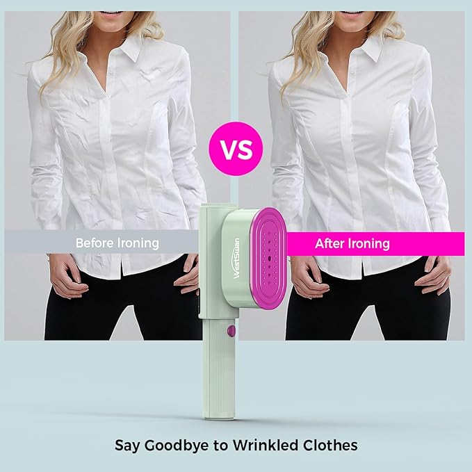 Portable Travel Steamer for Clothes, Fast Wrinkle Remover Garment Steamer for Home & Travel, 2-in-1 Iron & Steam with 90°Rotatable Head, Handheld Iron Steamer with LCD Temperature Display